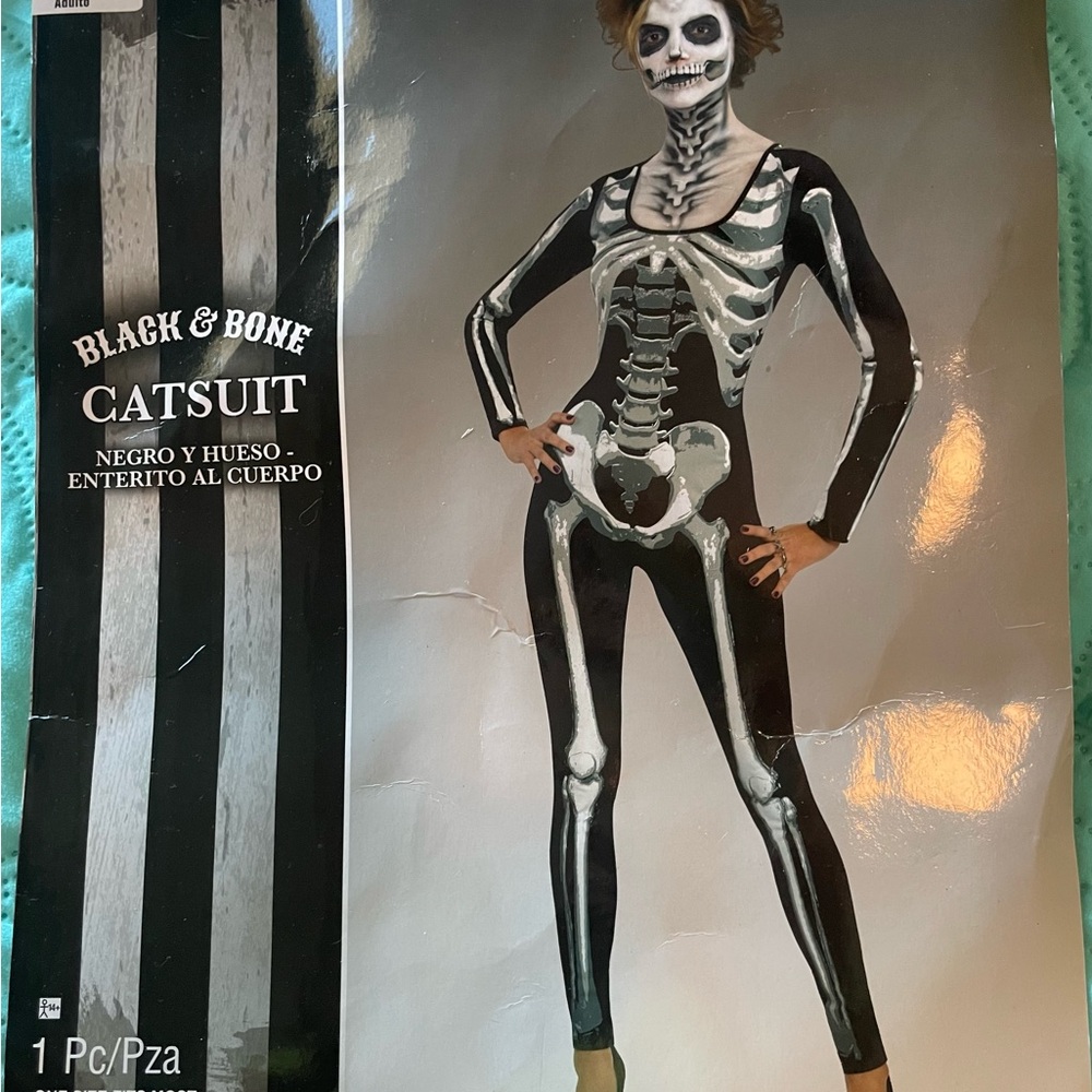 Skeleton Catsuit Costume for Adults/One Size Fits Most